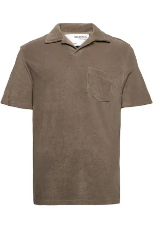 SELECTED Slhrelax-Terry Ss Resort Polo Ex Tops Polos Short-sleeved Khaki Green