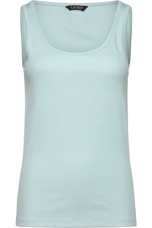 Ralph Lauren Cotton-Blend Tank Top Tops T-shirts & Tops Sleeveless Blue