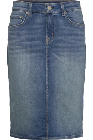 Ralph Lauren Denim Skirt Knælang Nederdel Blue