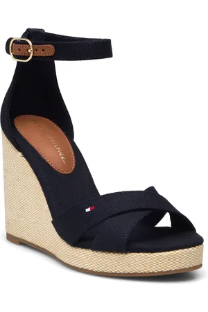 Tommy Hilfiger Flag High Wedge Espad Crisscross Espadrillos Med Hæl Sandal Black