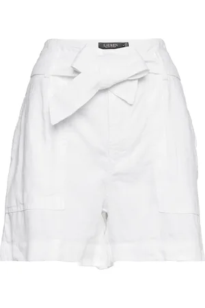 Ralph Lauren Belted Linen Short Bottoms Shorts Paper Bag Shorts White