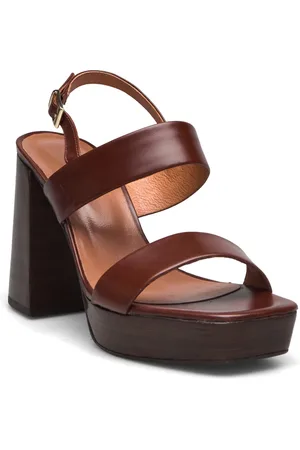 Jonak 088-Verde Cuir Sandal Med Hæl Burgundy