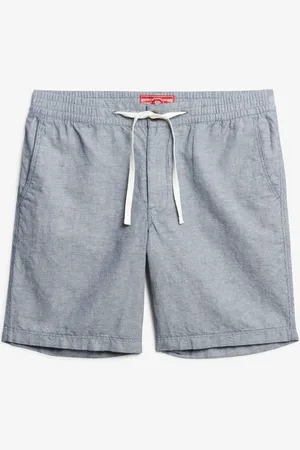 Superdry Merchant Linen Short Bottoms Shorts Linen Shorts Blue