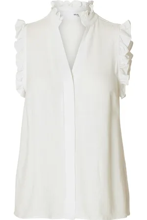 SELECTED Slfviva Sl Sun Ruffle Top Noos Tops T-shirts & Tops Sleeveless White