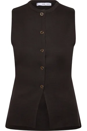 MANGO Fine-Knit Waistcoat With Buttons Vest Black