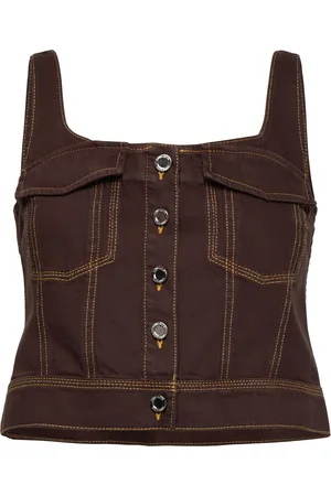 STINE GOYA 2251 Denim, Cropped Denim Bustier Designers T-shirts & Tops Sleeveless Brown