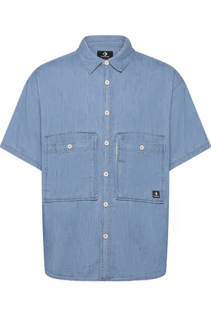 Converse Denim Wordmark Utility Shirt Sport Shirts Denim Shirts Blue