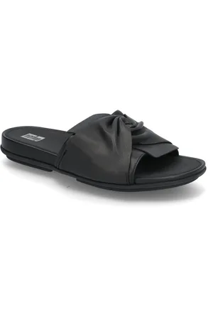 FitFlop Gracie Soft-Twist Leather Slides Slippers Hjemmesko Black