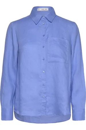 MANGO Pocket Linen Shirt Tops Shirts Linen Shirts Blue
