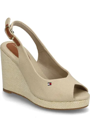 Tommy Hilfiger Flag High Wedge Espad Slingback Sko Med Kilehæl Beige