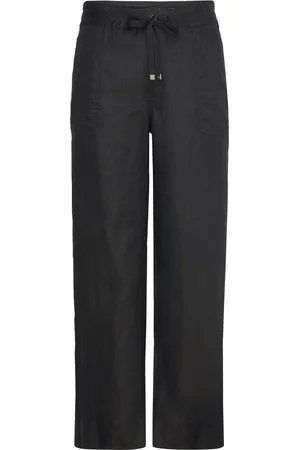 Ralph Lauren Linen Wide-Leg Pant Bottoms Trousers Wide Leg Black