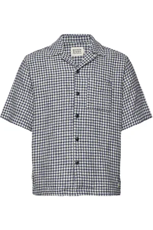 Scotch&Soda Relaxed Fit Short Sleeve Jacquard Shirt Tops Shirts Short-sleeved Shirts Blue