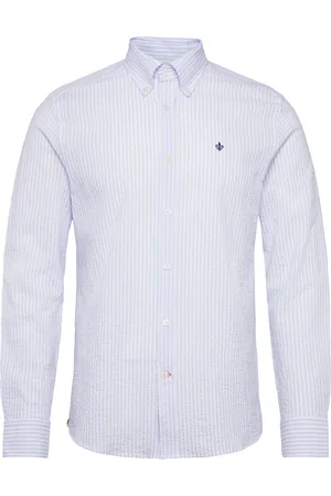 Morris Seersucker Shirt-Slim Fit Tops Shirts Casual Shirts Blue