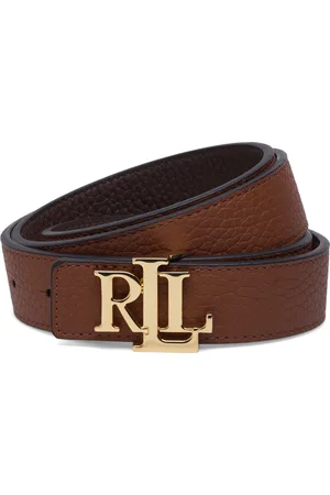 Ralph Lauren Logo Reversible Pebbled Leather Belt Bælte Brown