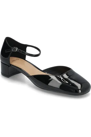 MANGO Patent Leather-Effect Heeled Shoes Shoes Heels Pumps Classic Black