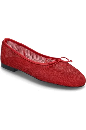 MANGO Mesh Ballerina Flats With Bow Ballerinasko Ballerinaer Red