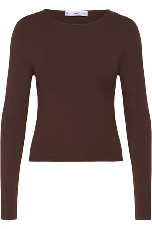 MANGO Fine-Knit Fitted Sweater Tops Knitwear Jumpers Brown