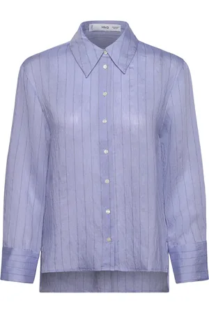 MANGO Stripe-Print Shirt Tops Shirts Long-sleeved Blue