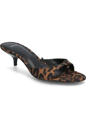 MANGO Leopard-Print Kitten-Heel Sandals Sandal Med Hæl Multi/patterned