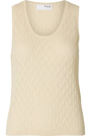 SELECTED Slfagny Sl Knit Top U-Neck Tops T-shirts & Tops Sleeveless Beige