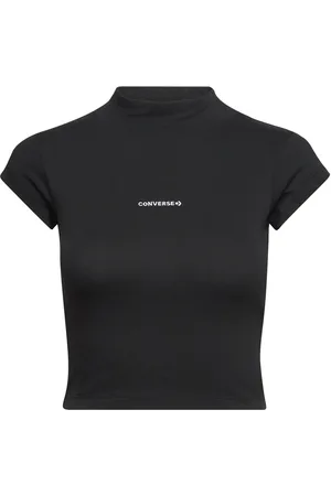 Converse Wordmark Ss Top Sport Crop Tops Short-sleeved Crop Tops Black