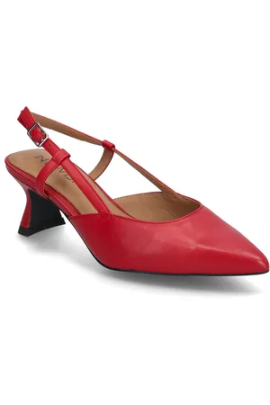 Newd Women Open Toe Shoes Sling Backs Heeled Slingbacks Red