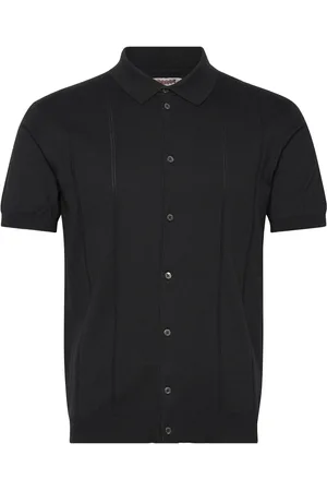 Baracuta Horatio Knit Polo Designers Polos Short-sleeved Black