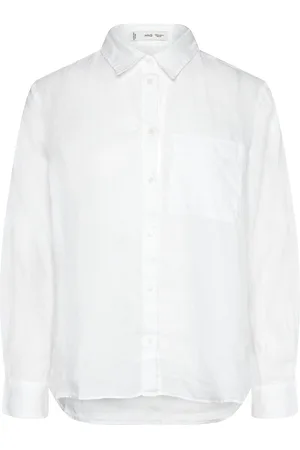 MANGO Pocket Linen Shirt Tops Shirts Linen Shirts White