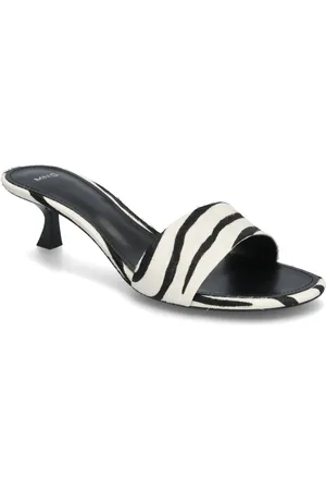 MANGO Zebra-Print Fur Sandals Sandal Med Hæl Black