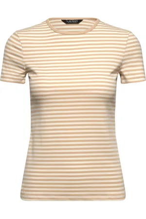 Ralph Lauren Striped Stretch Cotton Crewneck Tee Tops T-shirts & Tops Short-sleeved Yellow