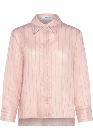 MANGO Stripe-Print Shirt Tops Shirts Long-sleeved Pink