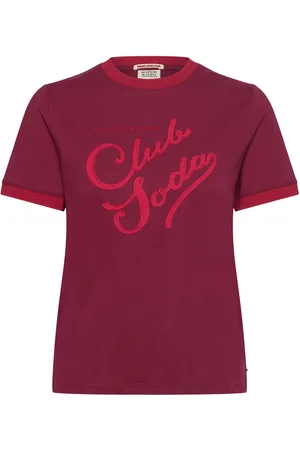 Scotch&Soda Applique Artwork Regular T-Shirt With Contrast Rib Tops T-shirts & Tops Short-sleeved Red