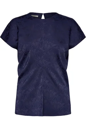 Scotch&Soda Satin Jacquard Top Tops T-shirts & Tops Short-sleeved Navy