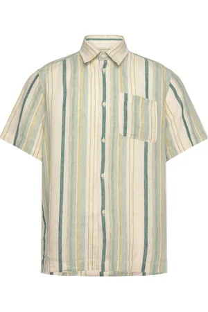 Les Deux Kai Linen Ss Shirt Tops T-Kortærmet Skjorte Green