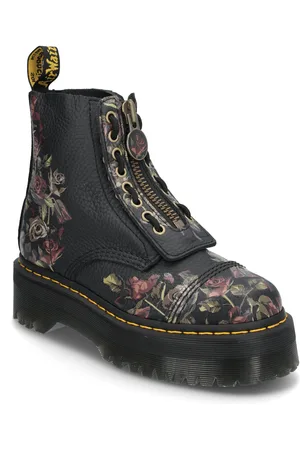 Dr. Martens Sinclair Black Decayed Roses Classic Tumbled Nappa Shoes Boots Ankle Boots Ankle Boots Flat Heel Black