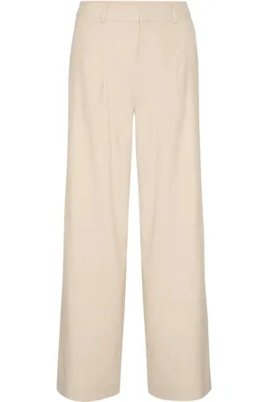 Gestuz Elarahgz Linen Hw Pants Bottoms Trousers Wide Leg Cream