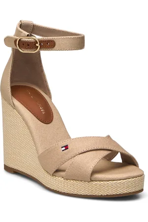 Tommy Hilfiger Flag High Wedge Espad Crisscross Espadrillos Med Hæl Sandal Beige