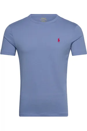 Ralph Lauren Custom Slim Fit Jersey Crewneck T-Shirt Designers T-Kortærmet Skjorte Blue