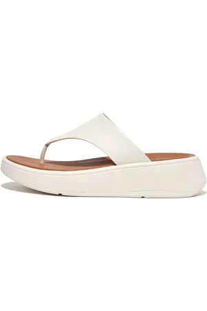FitFlop F-Mode Leather Flatform Toe-Post Sandals Klipklapper Sandaler White