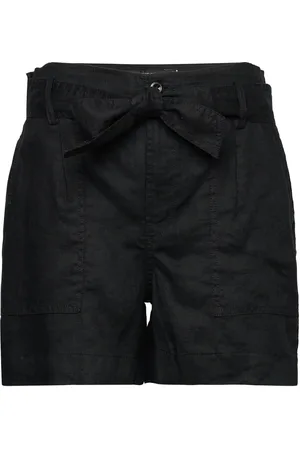 Ralph Lauren Belted Linen Short Bottoms Shorts Paper Bag Shorts Black