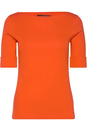 Ralph Lauren Stretch Cotton Boatneck Tee Tops T-shirts & Tops Short-sleeved Orange