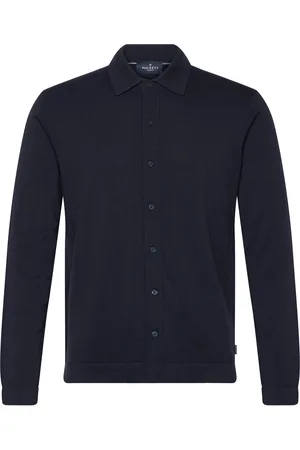 Hackett Ess Cot Silk Overshirt Designers Shirts Casual Shirts Navy