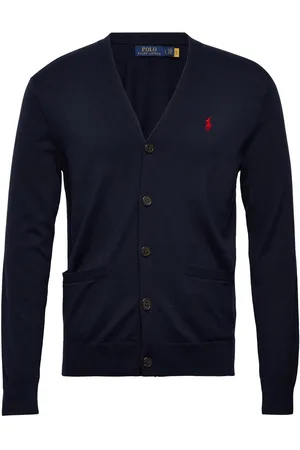 Ralph Lauren Cotton V-Neck Cardigan Tops Knitwear Cardigans Navy