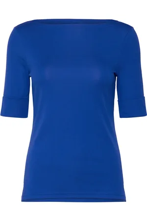 Ralph Lauren Stretch Cotton Boatneck Tee Tops T-shirts & Tops Short-sleeved Blue