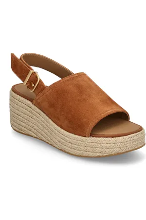 FitFlop Platfforms Espadrille Suede Wedge B/Strap Sandals Sko Med Kilehæl Brown