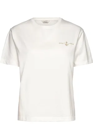 GANT Embroidered Anchor Ss T-Shirt Tops T-shirts & Tops Short-sleeved White