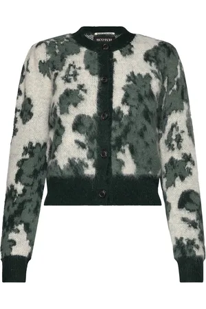 Scotch&Soda Jacquard Crew Neck Cardigan Tops Knitwear Cardigans Green