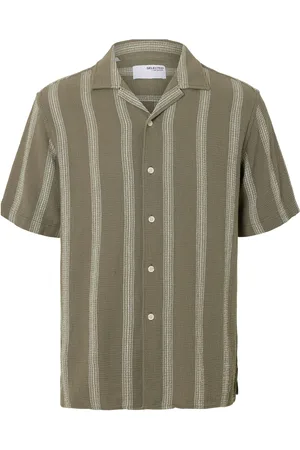 SELECTED Slhrelax-Sal Shirt Ss Resort Tops Shirts Short-sleeved Green