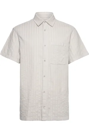 HAN Kjøbenhavn Relaxed Striped Shirt Ss Designers Shirts Short-sleeved Shirts Grey