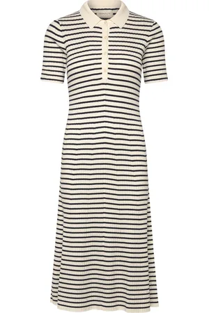 GANT Rib Knit Striped Rugger Ss Dress Dresses Shirt Dresses Cream